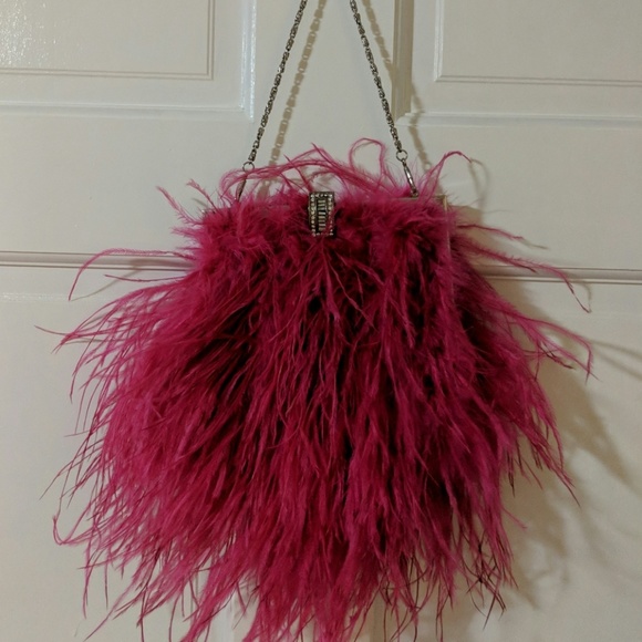 ostrich feather clutch bag